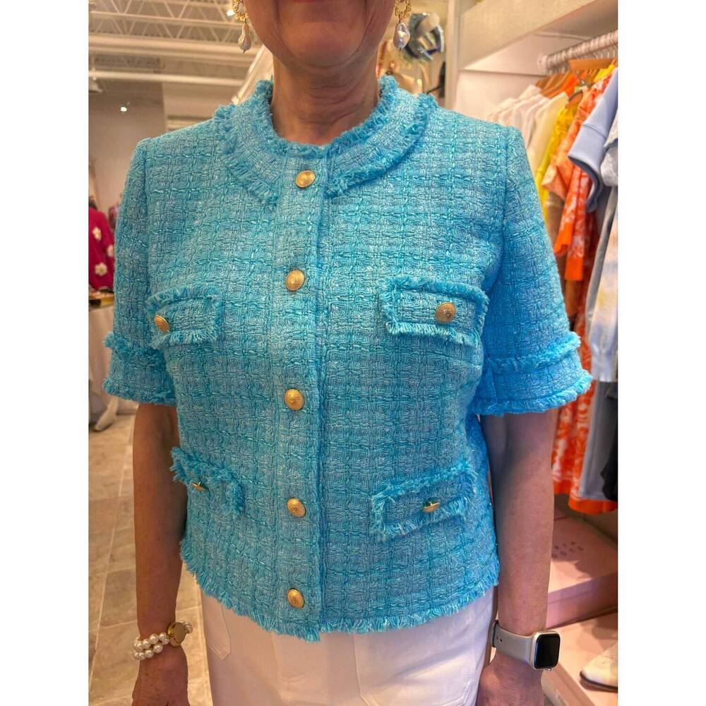 NEW WEILL tinna short sleeved jacket in aqua